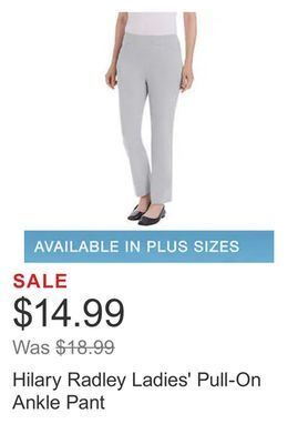Costco Hilary radley ladies' pull-on ankle pant offer