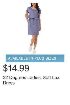 Costco 32 degrees ladies' soft lux dress offer