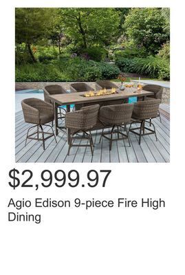 Costco Agio edison 9-piece fire high dining offer