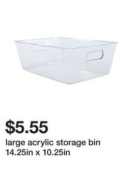 Five Below Large acrylic storage bin 14.25in x 10.25in offer