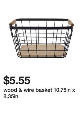 Five Below Wood & wire basket 10.75in x 8.35in offer