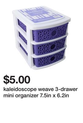 Five Below Kaleidoscope weave 3-drawer mini organizer 7.5in x 6.2in offer