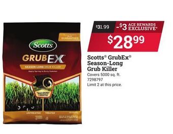 Ace Hardware Scotts® grubex® season-long grub killer offer