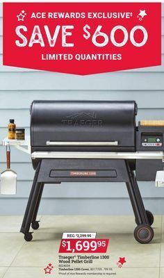 Ace Hardware Traeger® timberline 1300 wood pellet grill offer