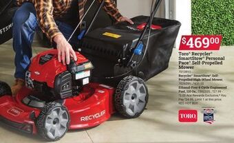 Ace Hardware Toro® recycler® smartstow® personal pace® self-propelled mower offer