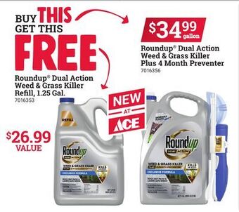 Ace Hardware Roundup® dual action weed & grass killer plus 4 month preventer offer