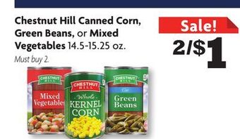 Family Dollar Chestnut hill canned corn, green beans, or mixed vegetables offer