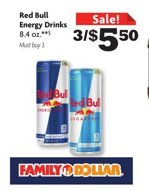 Family Dollar Red bull energy drinks offer