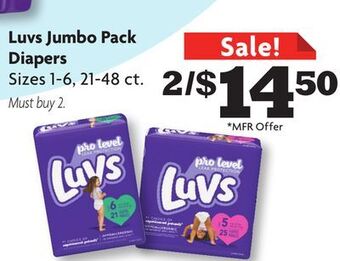 Family Dollar Luvs jumbo pack diapers offer