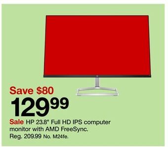 Target Hp 23.8 full hd ips computer monitor with amd freesync offer