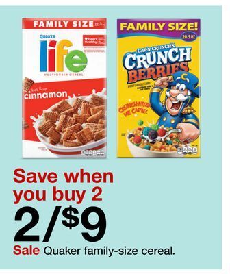 Target Quaker family-size cereal offer