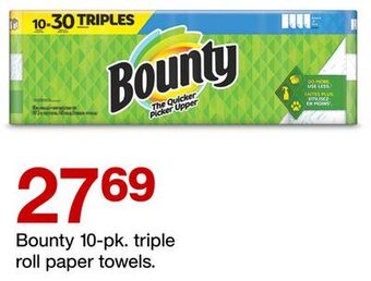 Target Bounty 10-pk. triple roll paper towels offer