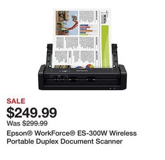 Office Depot Epson® workforce® es-300w wireless portable duplex document scanner offer