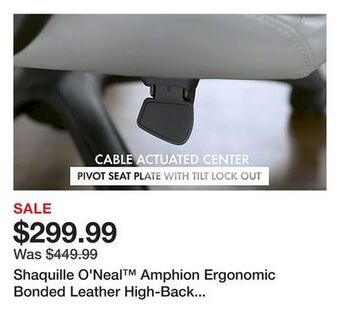 Office Depot Shaquille o'neal™ amphion ergonomic bonded leather high-back executive chair, gray offer