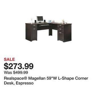 Office Depot Realspace® magellan 59w l-shape corner desk, espresso offer