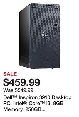 Office Depot Dell™ inspiron 3910 desktop pc, intel® core™ i3, 8gb memory, 256gb solid state drive, windows® 11 home, i3910-3492blu-pus offer
