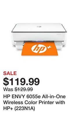 Office Depot Hp envy 6055e all-in-one wireless color printer with hp+ (223n1a) offer