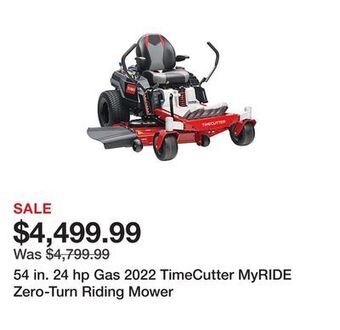 Tractor Supply Company 54 in. 24 hp gas 2022 timecutter myride zero-turn riding mower offer