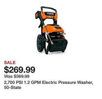 Tractor Supply Company 2,700 psi 1.2 gpm electric pressure washer, 50-state offer