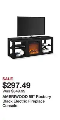 Big Lots 59 roxbury black electric fireplace console offer
