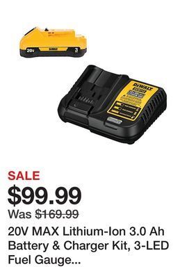 Tractor Supply Company 20v max lithium-ion 3.0 ah battery & charger kit, 3-led fuel gauge system offer