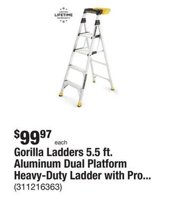 The Home Depot Gorilla ladders 5.5 ft. aluminum dual platform heavy-duty ladder with project bucket(10 ft. reach), 300 lb. capacity type ia offer