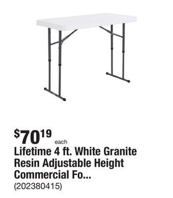 The Home Depot Lifetime 4 ft. white granite resin adjustable height commercial folding table offer