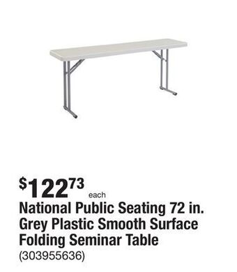 The Home Depot National public seating 72 in. grey plastic smooth surface folding seminar table offer