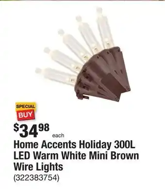 The Home Depot Home accents holiday 300l led warm white mini brown wire lights offer