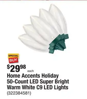 The Home Depot Home accents holiday 50-count led super bright warm white c9 led lights offer