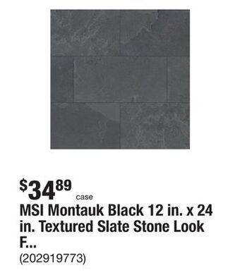 The Home Depot Msi montauk black 12 in. x 24 in. textured slate stone look floor and wall tile (10 sq. ft./case) offer