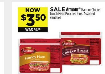 Dollar General Armour® ham or chicken lunch meat pouches offer