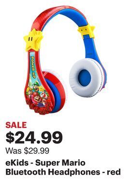 Best Buy Ekids - super mario bluetooth headphones - red offer