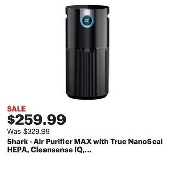 Best Buy Shark - air purifier max with true nanoseal hepa, cleansense iq, odor lock, cleans up to 1200 sq. ft - charcoal grey offer