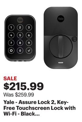 Best Buy Yale - assure lock 2, key-free touchscreen lock with wi-fi - black suede offer