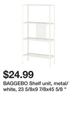 Ikea Baggebo shelf unit, metal/white, 23 5/8x9 7/8x45 5/8 offer