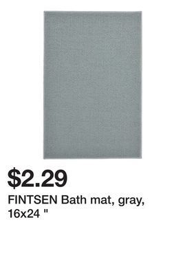 Ikea Fintsen bath mat, gray, 16x24 offer