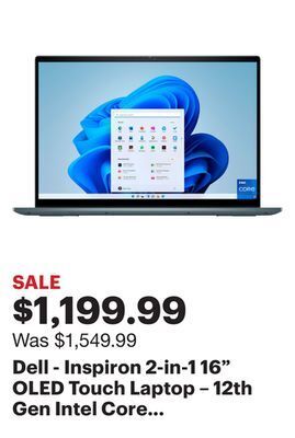 Best Buy Dell - inspiron 2-in-1 16 oled touch laptop – 12th gen intel core i7 – 16gb memory – 512gb ssd – nvidia geforce mx550 - atlan offer