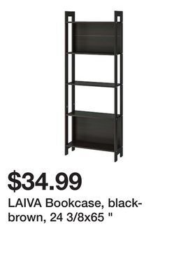 Ikea Laiva bookcase, black-brown, 24 3/8x65 offer