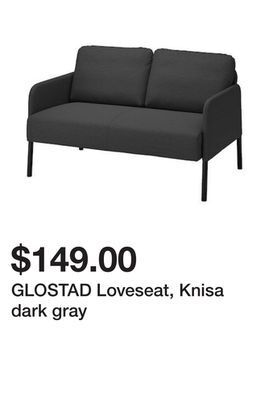 Ikea Glostad loveseat, knisa dark gray offer