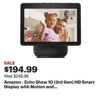 Best Buy Amazon - echo show 10 (3rd gen) hd smart display with motion and alexa - charcoal offer