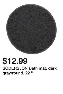 Ikea Södersjön bath mat, dark gray/round, 22 offer