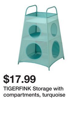 Ikea Tigerfink storage with compartments, turquoise offer