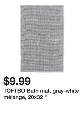 Ikea Toftbo bath mat, gray-white mélange, 20x32 offer