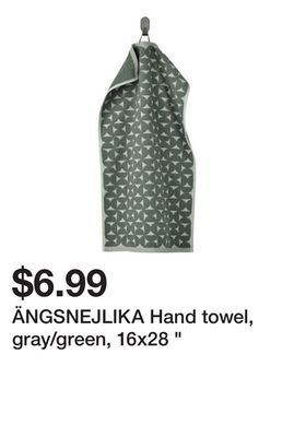 Ikea Ängsnejlika hand towel, gray/green, 16x28 offer