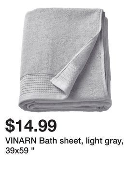 Ikea Vinarn bath sheet, light gray, 39x59 offer