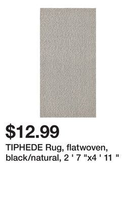 Ikea Tiphede rug, flatwoven, black/natural, 2 ' 7 x4 ' 11 offer