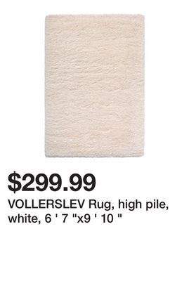 Ikea Vollerslev rug, high pile, white, 6 ' 7 x9 ' 10 offer