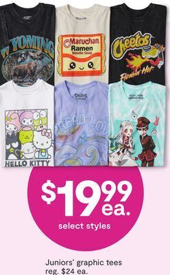 JC Penney Juniors' graphic tees offer