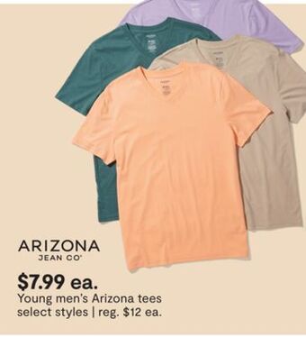 JC Penney Young men's arizona tees offer